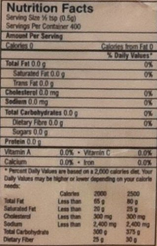 The Nutrition Facts of Swad Organic Red Chilli Powder 