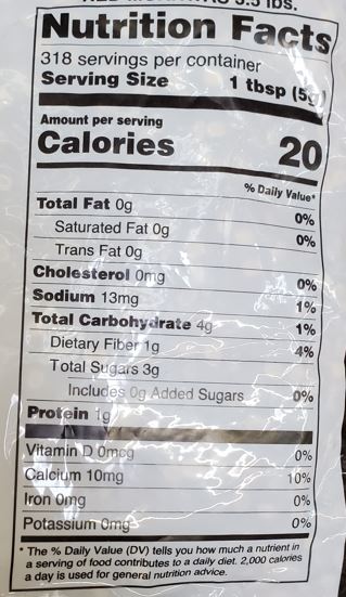 The Nutrition Facts of Swad Red Mukhwas Large 