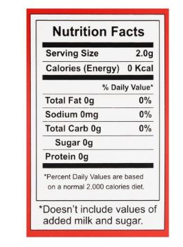The Nutrition Facts of Tapal Danedar Enveloped Tea Bags Elaichi