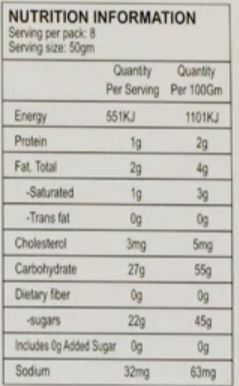 This is the Nutrition of United King Sada Bahar Mix.