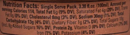 The Nutrition Facts of Vadilal Chocolate Ice Cream 1 Lt