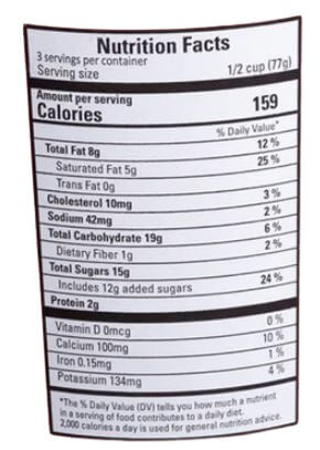 The Nutrition Facts of Vadilal Strawberry Ice Cream 1 Lt