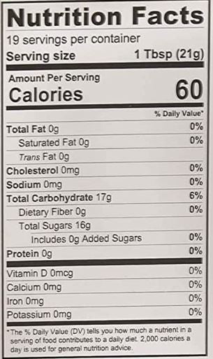 The Nutrition Facts of Ziyad Brothers Buram Honey Comb 