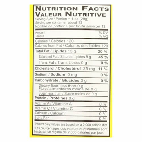 The Nutrition Facts of Ziyad Butter Ghee