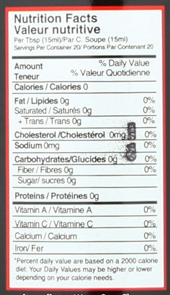 The Nutrition Facts of Ziyad Rose Water 