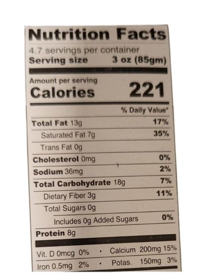 The Nutrition Facts of Ziyad Traditional Falafel 