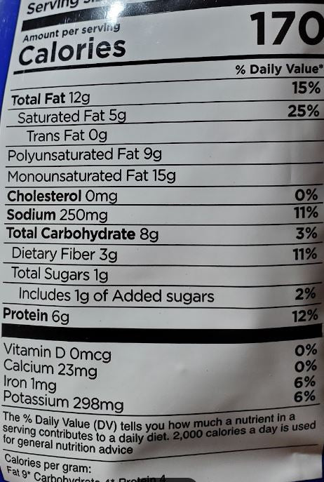 The Nutrition Facts of Castania Extra Mixed Nuts 