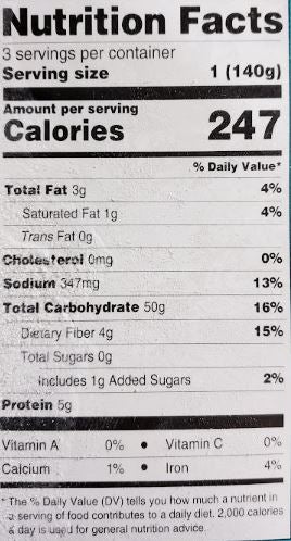 The Nutrition Facts of Lahori Delight Roghni Kulcha (3pcs) 