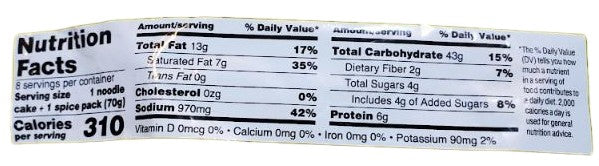The Nutrition Facts of Maggi Masala Noodles Big 
