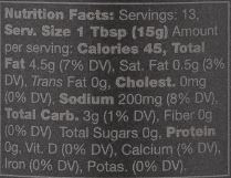 The Nutrition Facts of Mina Black Olive Spread 