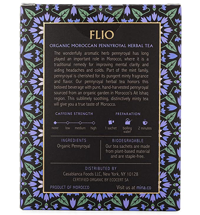 The Nutrition Facts of Mina Flio Organic Moroccan Pennyroyal Herbal Tea 