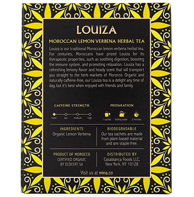 The Nutrition Facts of Mina Louiza Organic Moroccan Lemon Verbena Herbal Tea 