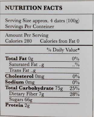 The Nutrition Facts of Royal Palm Medjool Dates Premium  