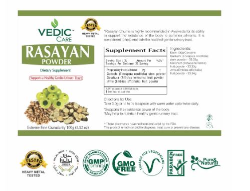 The Nutrition Facts of Vedic Rasayan Chooran Powder 