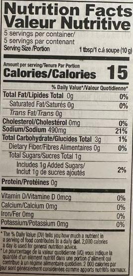 The Nutrition Facts of Shan Chinese Sweet And Sour 