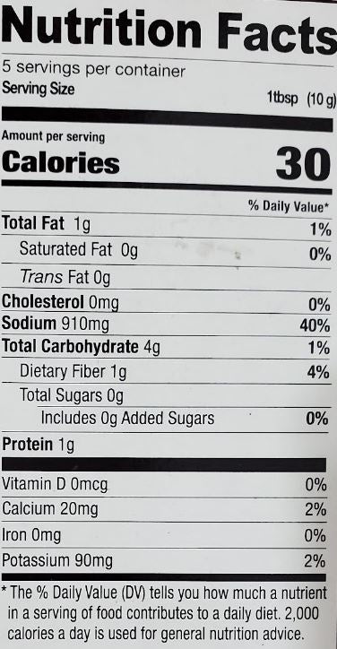 The Nutrition Facts of Shan Kat a Kat Curry Mix 