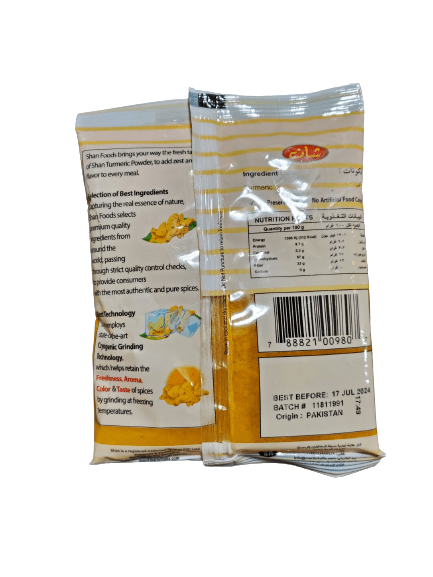 The Nutrition Facts of Shan Turmeric Powder Pouch 