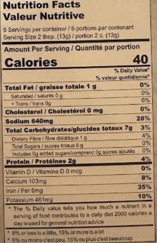 The Nutrition Facts of Ustad Banne Nawab`s Apollo Fish 